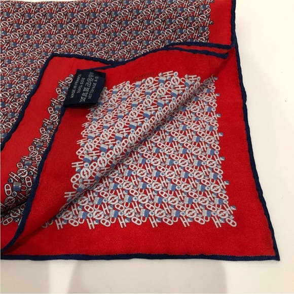 Hermes Red White Blue Print Carre Silk Scarf - Picture 8 of 12